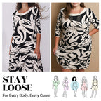 Floral Print long dress – Relaxed Fit, Round Neck