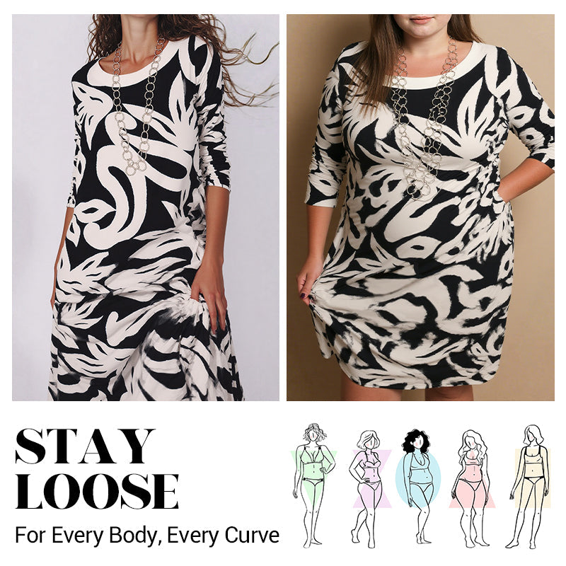 Floral Print long dress – Relaxed Fit, Round Neck