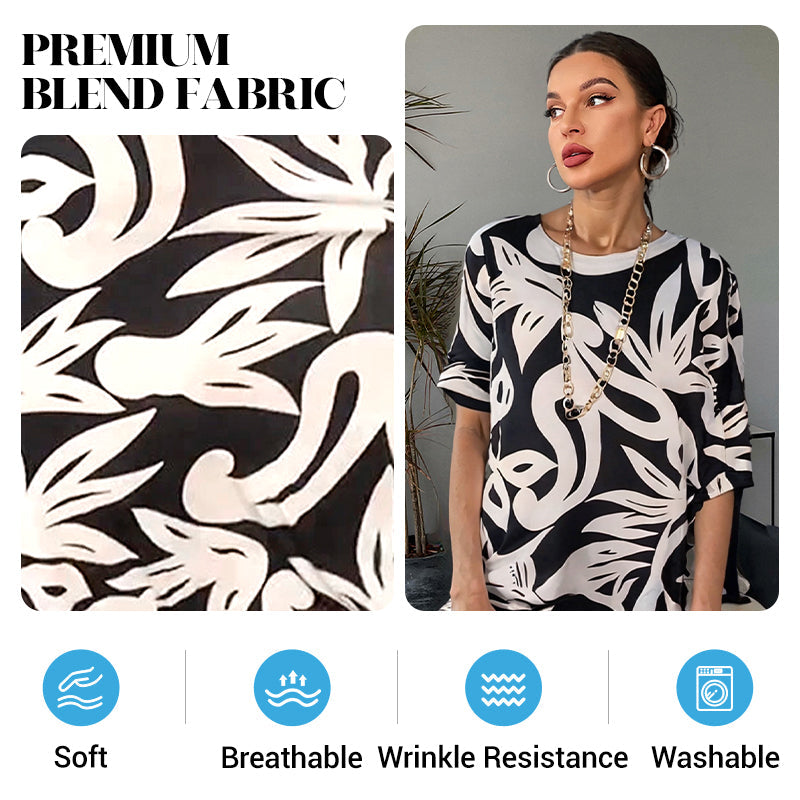 Floral Print long dress – Relaxed Fit, Round Neck