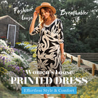 Floral Print long dress – Relaxed Fit, Round Neck