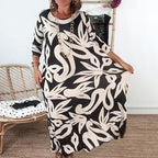 Floral Print long dress – Relaxed Fit, Round Neck