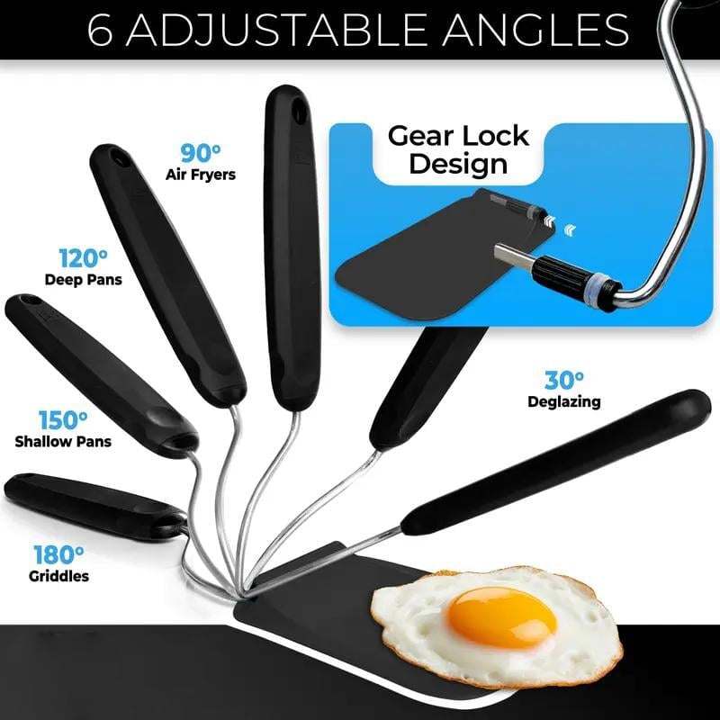 Adjustable Angle Spatula with 2 PPSU Blades – 7 Positions, Air Fryer Safe