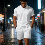 💝💝👕Two-piece summer set for men consisting of a polo shirt and shorts