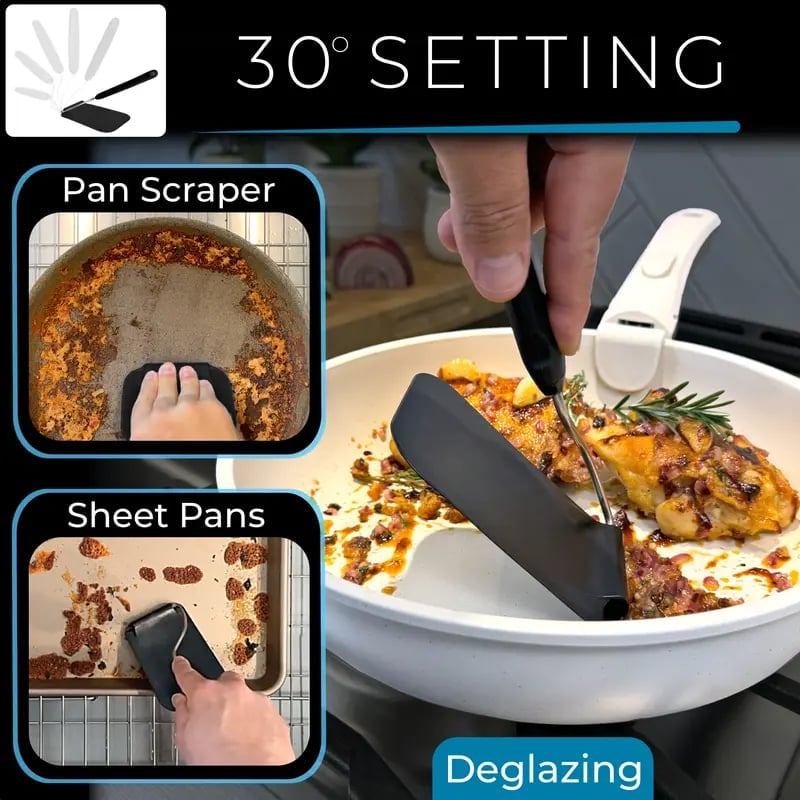 Adjustable Angle Spatula with 2 PPSU Blades – 7 Positions, Air Fryer Safe