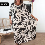 Floral Print long dress – Relaxed Fit, Round Neck