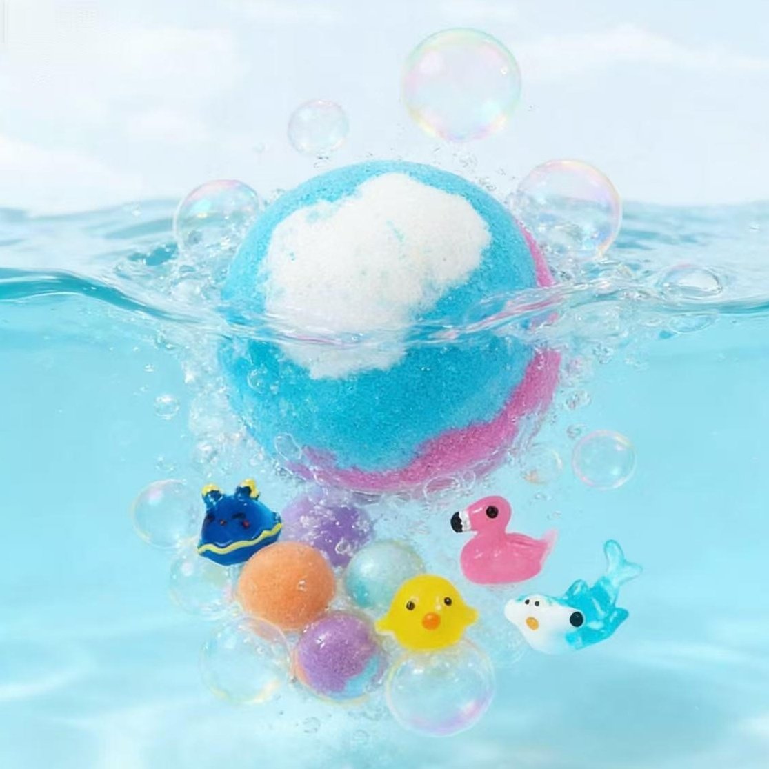 Kid Bath Bombs with Surprise Toy Inside – Mega Bubbles & Hidden Ocean Creatures