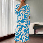 Floral Print long dress – Relaxed Fit, Round Neck