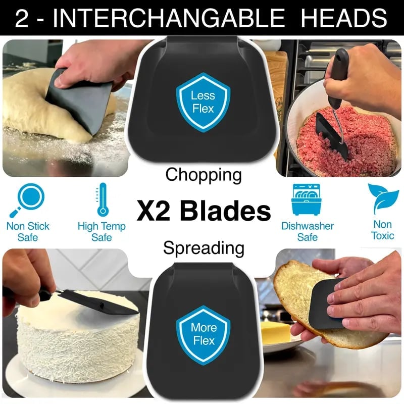 Adjustable Angle Spatula with 2 PPSU Blades – 7 Positions, Air Fryer Safe