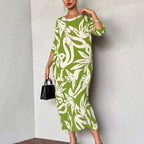 Floral Print long dress – Relaxed Fit, Round Neck