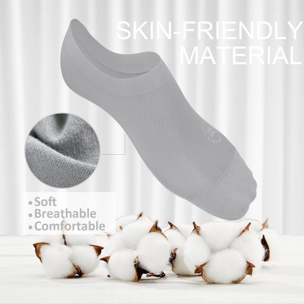 No-Show Anti-Slip Socks 3-Pack – Breathable Combed Cotton, Silicone Grips