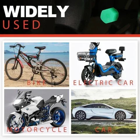 Fluorescent Tire Valve Caps — Glow in the Dark, Dustproof & Corrosion Resistant