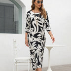 Floral Print long dress – Relaxed Fit, Round Neck