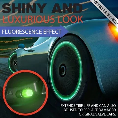 Fluorescent Tire Valve Caps — Glow in the Dark, Dustproof & Corrosion Resistant