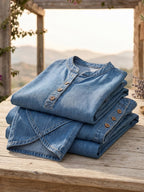 💝💝Women‘s Short-sleeve denim Two-piece set
