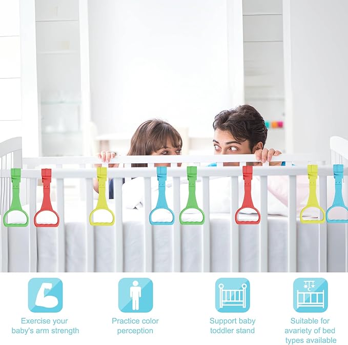 Baby Pull Up Rings 4 Pack – Playpen Handle Grip for Toddlers to Stand Up