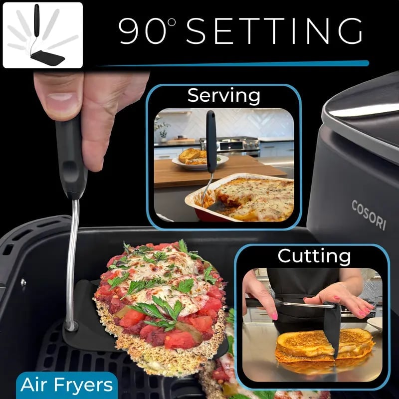 Adjustable Angle Spatula with 2 PPSU Blades – 7 Positions, Air Fryer Safe