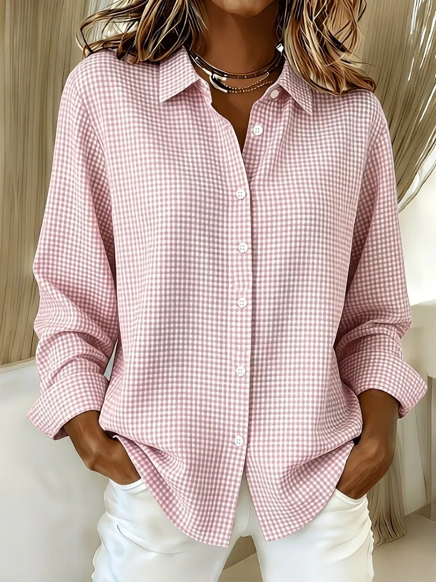 💝💝 Women's Casual Gingham Long Sleeve Button Down Shirt