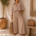 💝💝 Elegant striped ensemble in soft fabric - perfect for travel, dates and days off