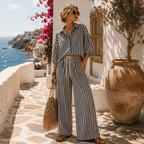 💝💝 Elegant striped ensemble in soft fabric - perfect for travel, dates and days off