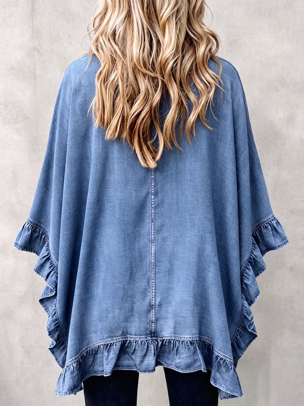 💝💝Chic Boho Denim Ruffle Trim Cardigan