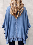 💝💝Chic Boho Denim Ruffle Trim Cardigan