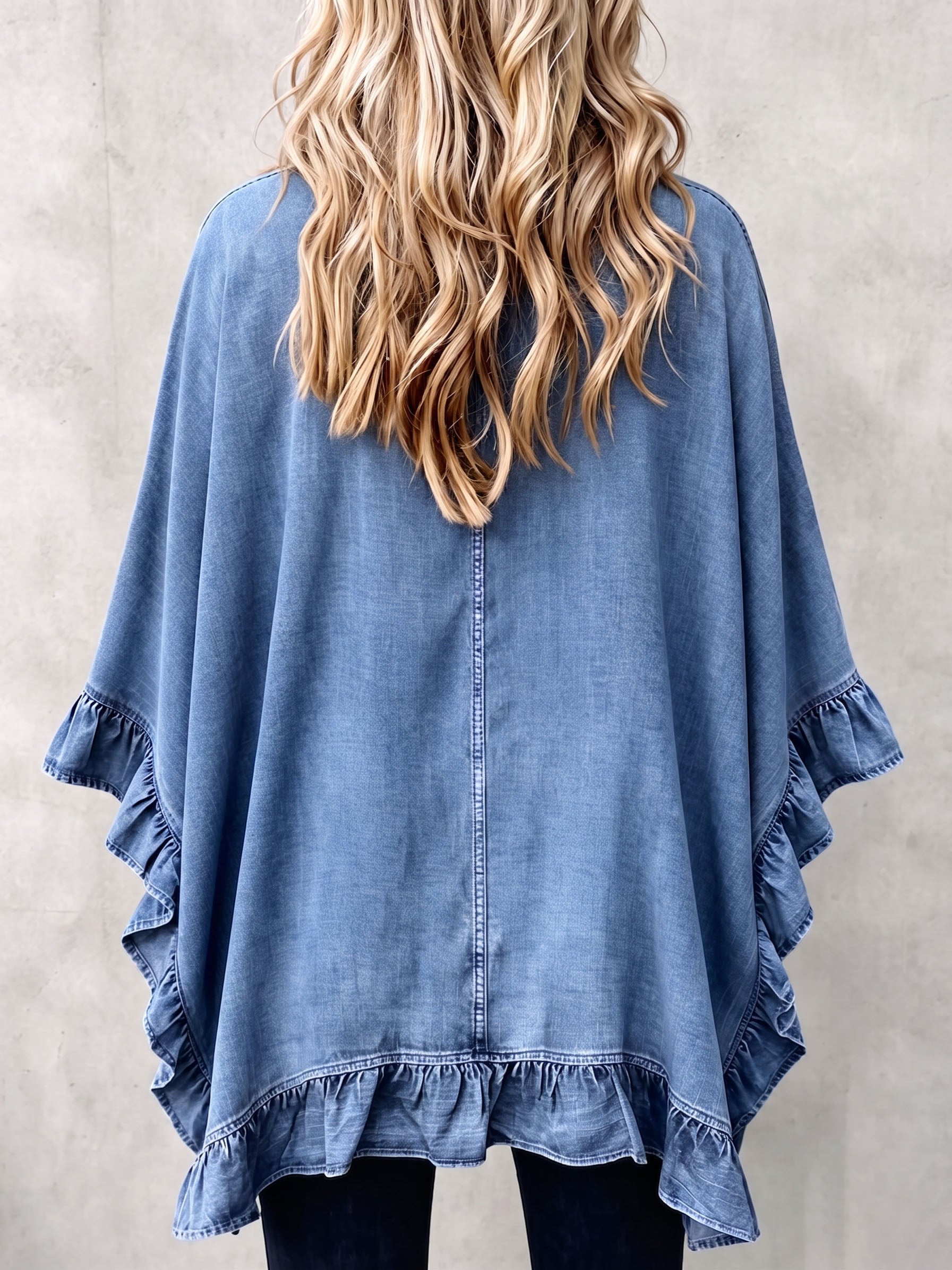 💝💝Chic Boho Denim Ruffle Trim Cardigan