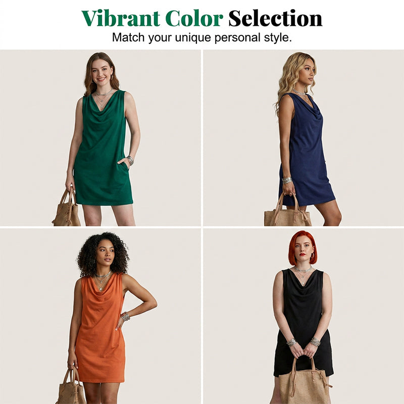 💝💝Women's Elegant Slim Fit Cowl Neck Dress