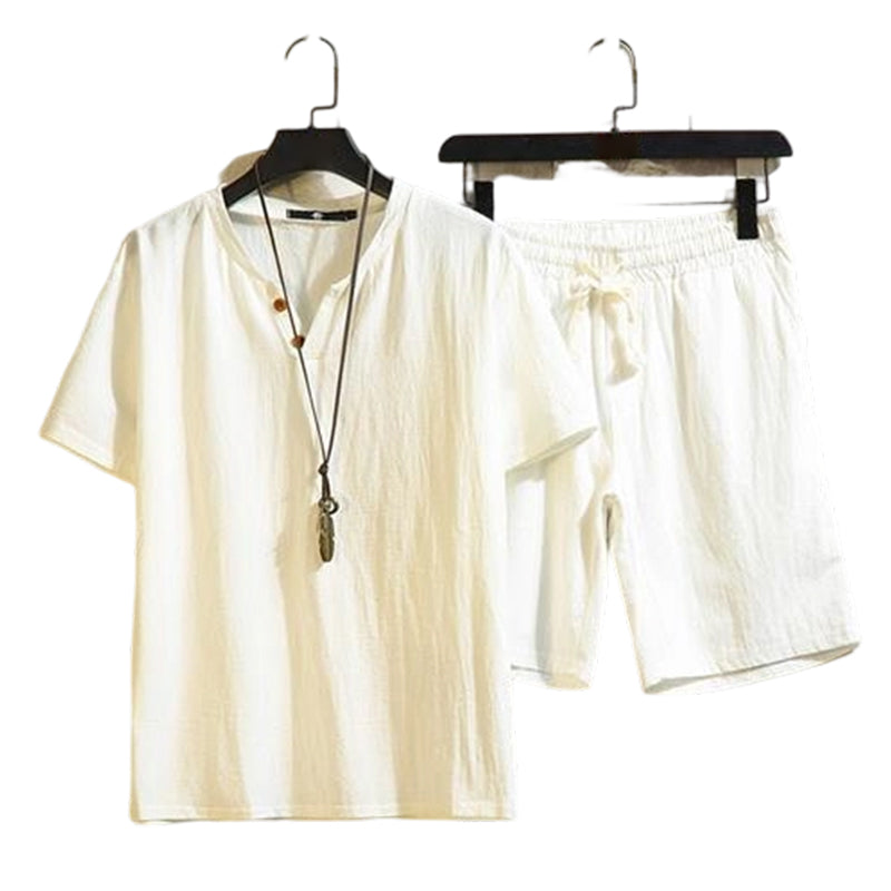 💝💝Men's Breathable Summer Lounge Set‑Soft Short‑Sleeve Top & Shorts Outfit for Daily Relaxation